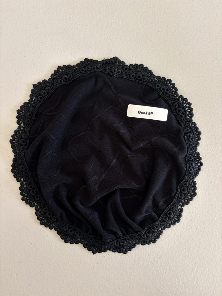 Embroidered Flower Knit, Oval 8” Gathered