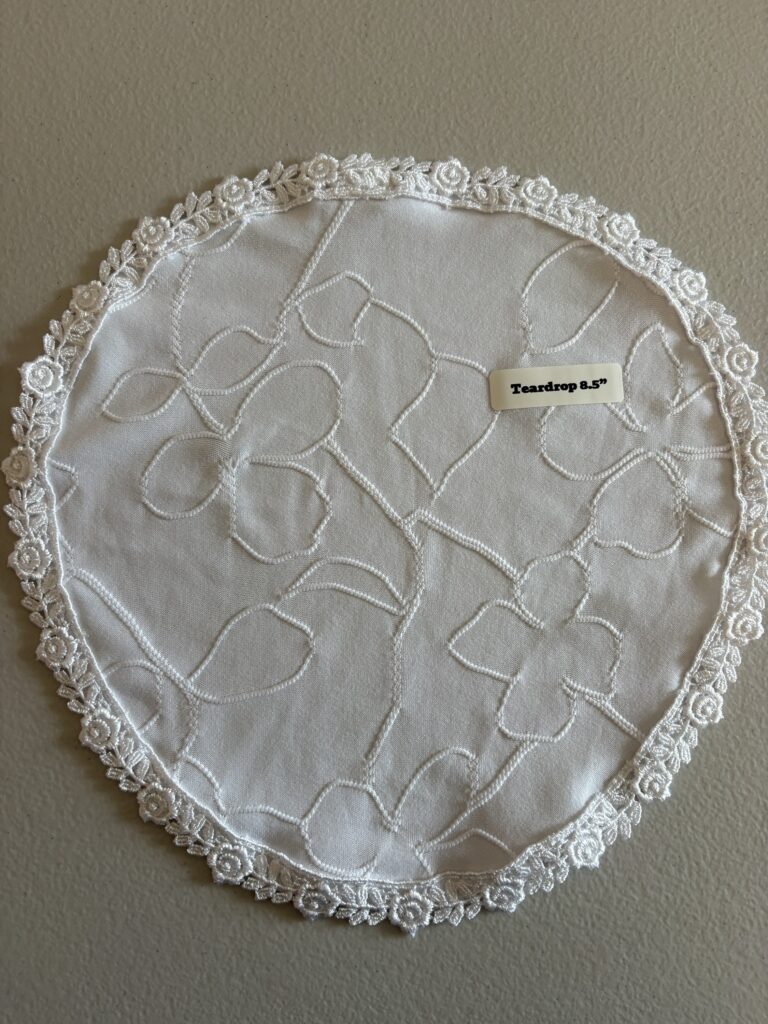 Embroidered Flower Knit, 8.5” Teardrop