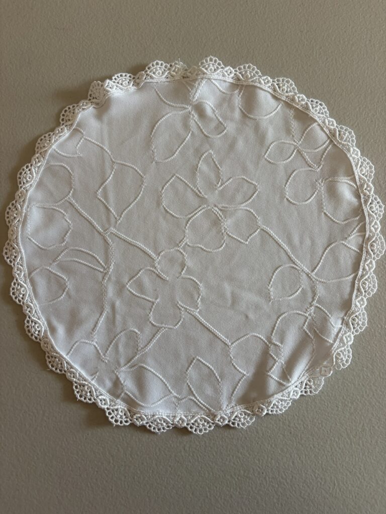 Embroidered Flower Knit, 9.5” Oval